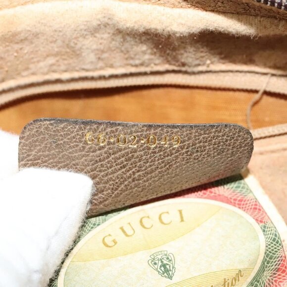 GUCCI GG Supreme Web Sherry Line Shoulder Bag PVC Beige - Picture 13 of 16